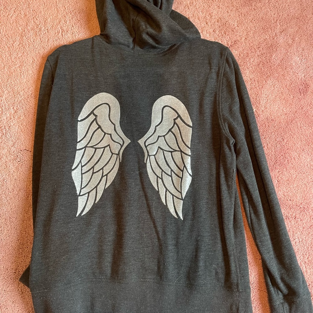 Victorias Secret Supermodel ANGEL WING Sequins Zip Hoodie - Dark Gray